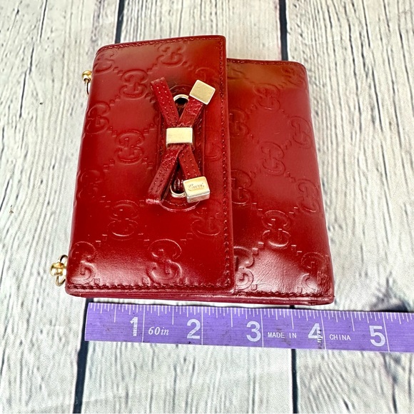 Gucci red leather mini Guccissima wallet crossbody - Picture 14 of 15